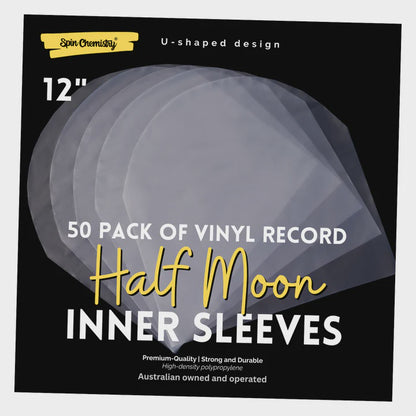 Half Moon Inner Sleeves (50 PACK) OF VINYL RECORD 12" INNER SLEEVES