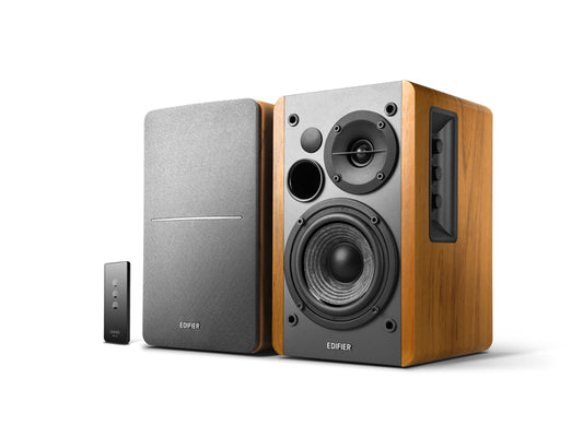 Edifier R1280T - Lifestyle Bookshelf Speakers Brown - 3.5mm AUX/Dual RCA, 42W, MDF Wooden Enclosure